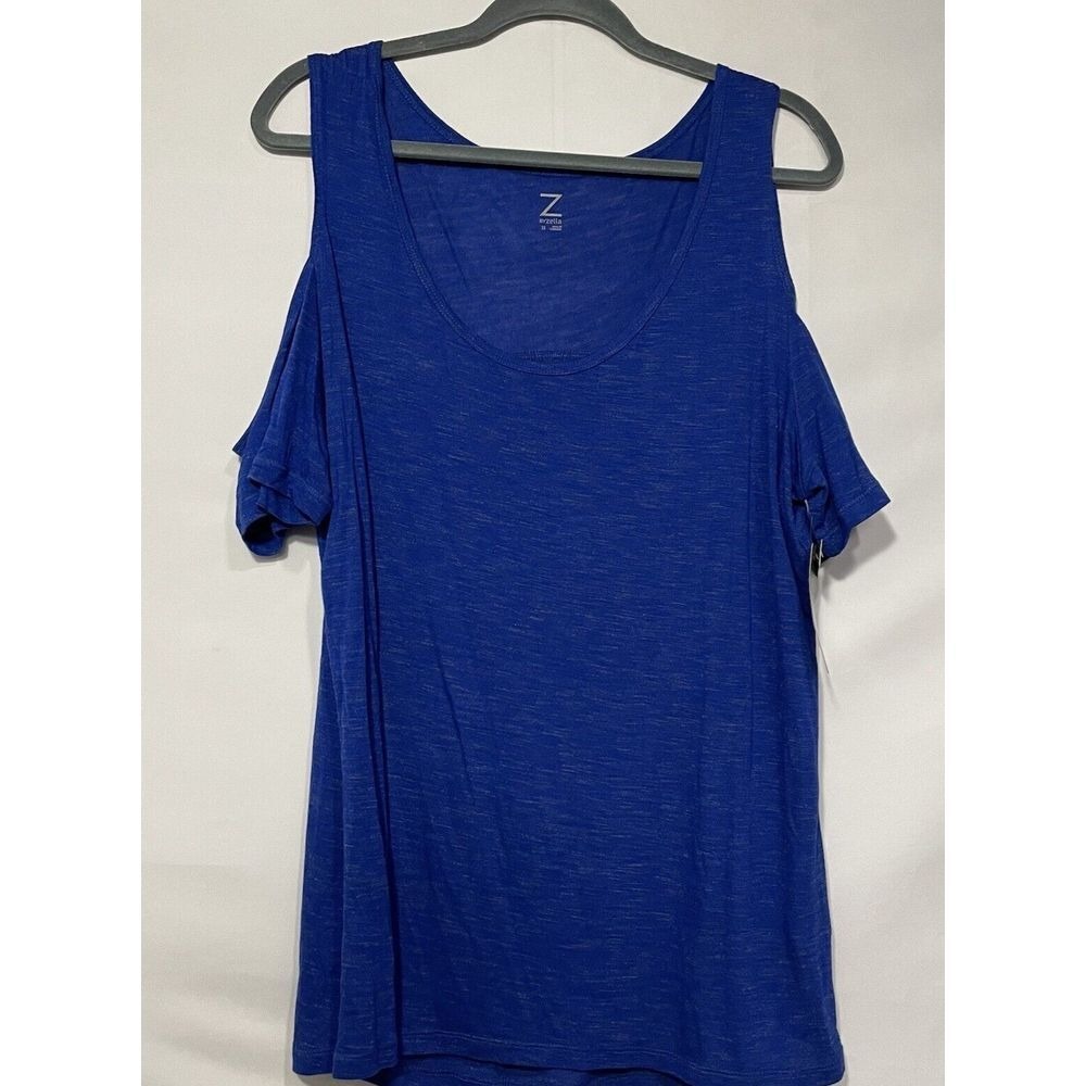 Zella Womens 1X Blue Cold shoulder Tunic Top Casual Athleisure Plus Size